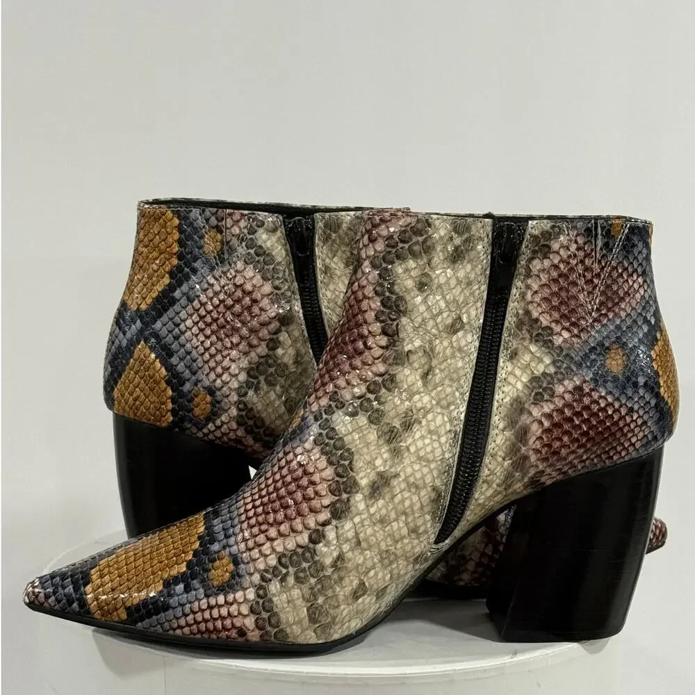 Jeffrey Campbell Kiani Snake Print Western Pointed Toe Sculptural Heel Booties 7 - Picture 9 of 9